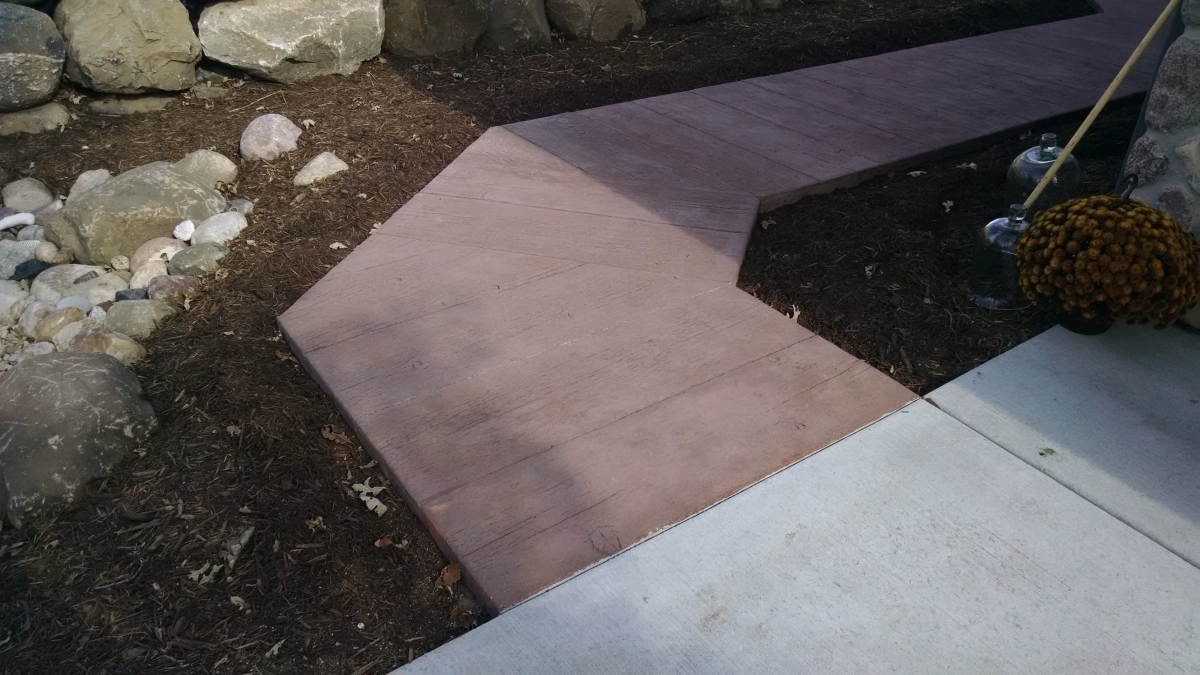 Stamped Colored Concrete Before Colored Topical Sealer   